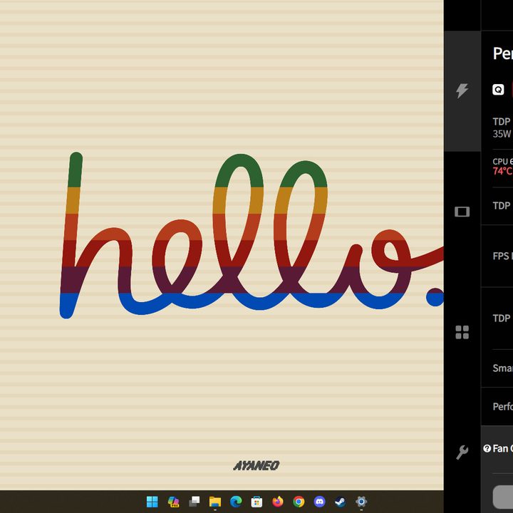 A screenshot of the Ayaspace software sidebar on the Ayaneo Retro Mini PC AM01.