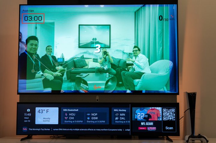 Telly's fitness app can track your workouts via the camera on the front of the TV.