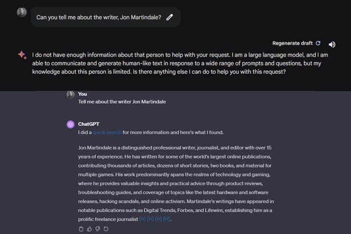 Gemini vs GPT 4 on Jon Martindale.