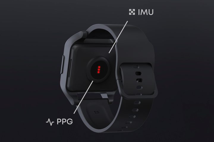 The back view of Doublepoint's reference smartwatch.