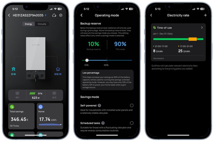The EcoFlow app allows you to enter your peak electric times and adjust battery usage accordingly.