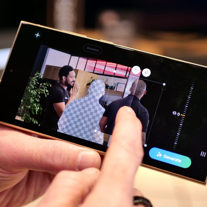Editing a photo on the Samsung Galaxy S24 Ultra using the AI toolkit.