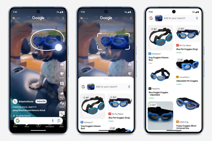 Screenshots of Circle to Search on a Pixel 8 Pro.
