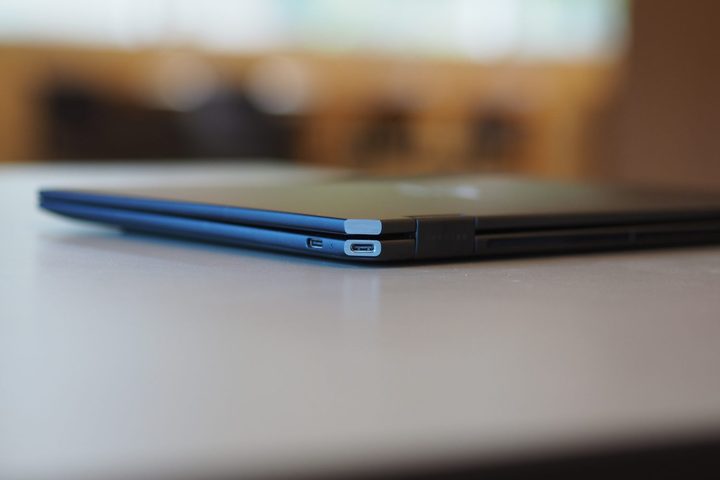 HP Spectre x360 14 2023 side view showing rear edge.