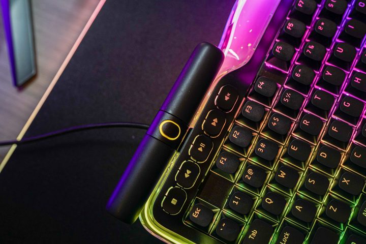 Keycaps on the Hyte Keeb keyboard at CES 2024.