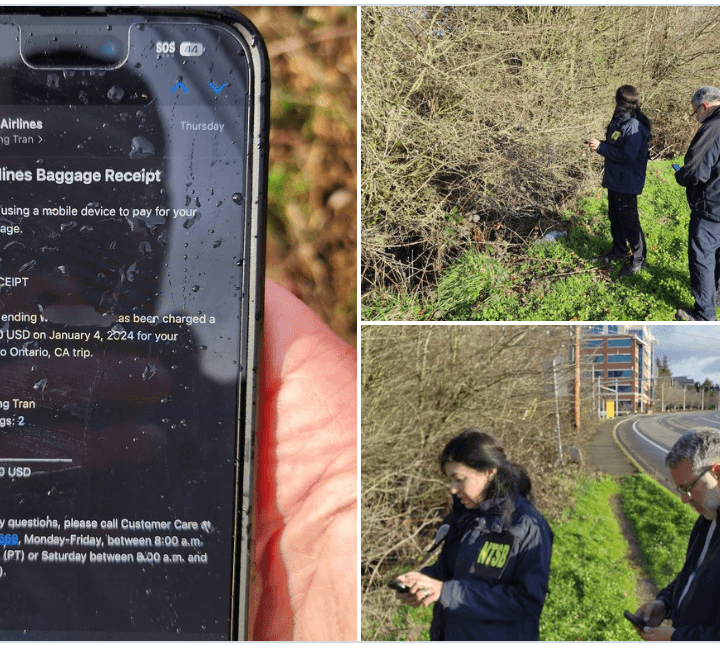 Images of an iPhone found after being sucked out of an Alaska Airlines plane in Portland, Oregon.