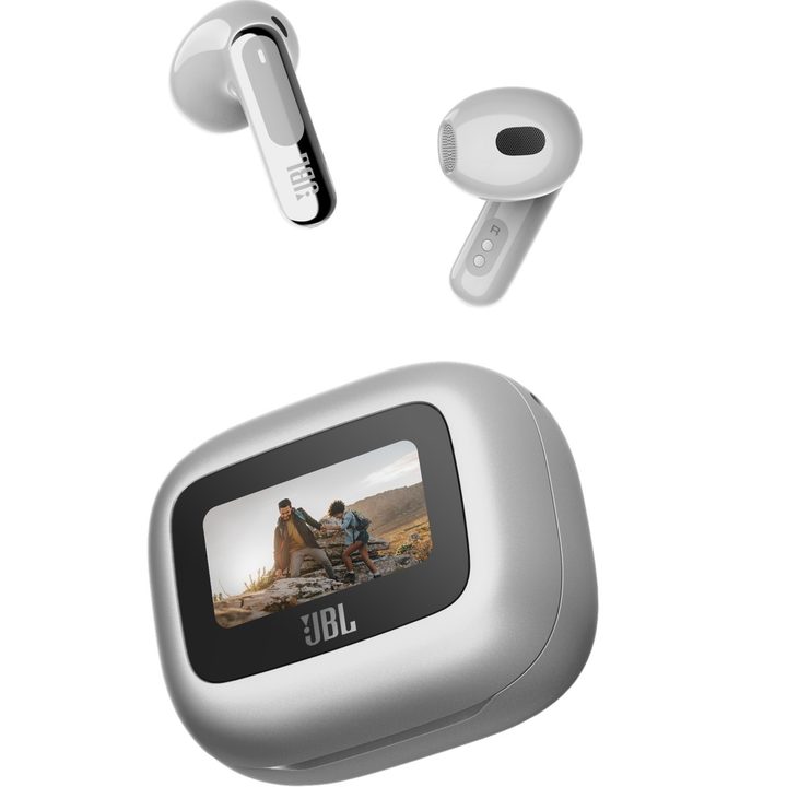 JBL Live Flex 3 in silver.