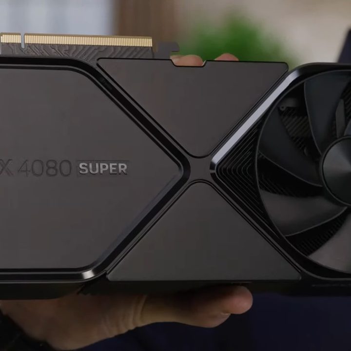 Jeff Fisher holding the RTX 4080 Super at CES 2024.