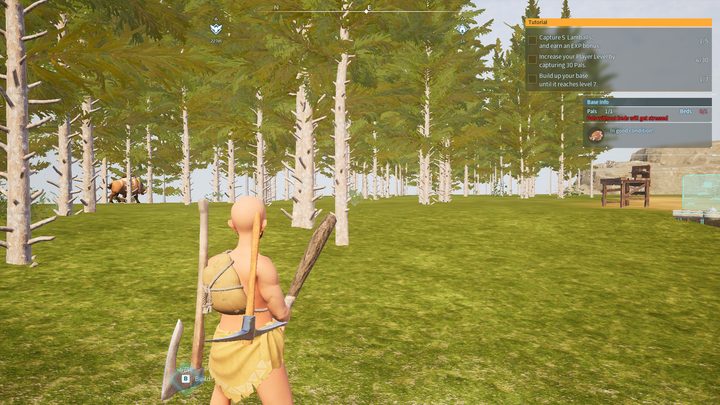 Palworld at lowest graphics settings.