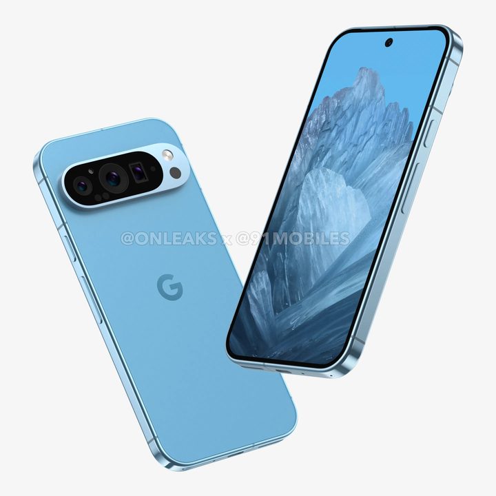 Front and rear profile of leaked Google Pixel 9 renders.