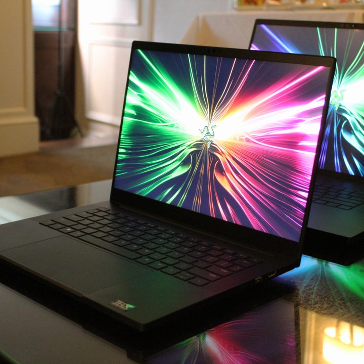 The Razer Blade 14 and 18 on a table.