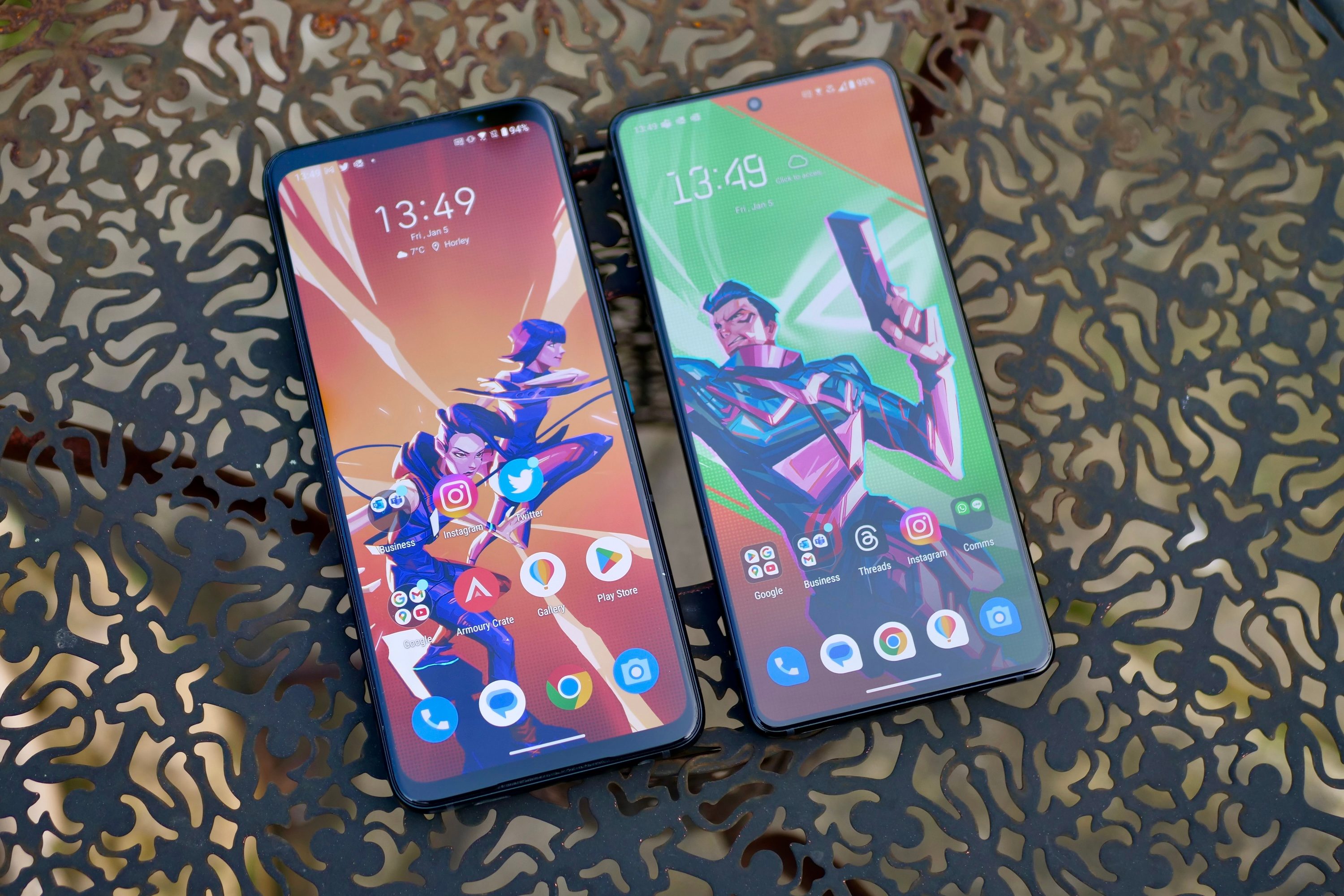 The Asus ROG Phone 7 Ultimate and ROG Phone 8 Pro's screens.