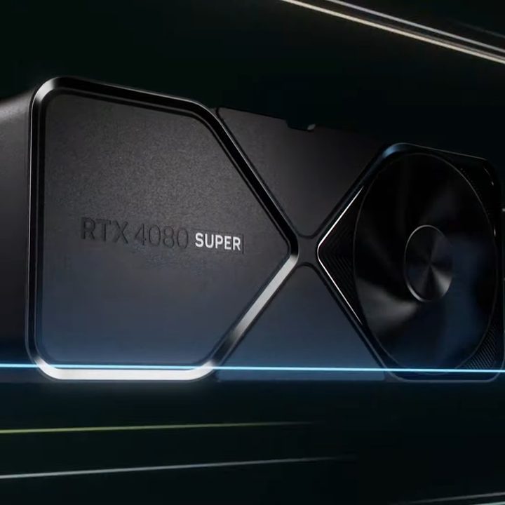 A render of the RTX 4080 Super at CES 2024.