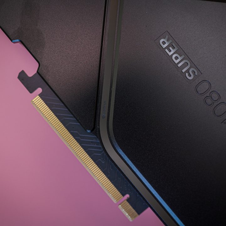 The Nvidia logo on the RTX 4080 Super graphics cards.