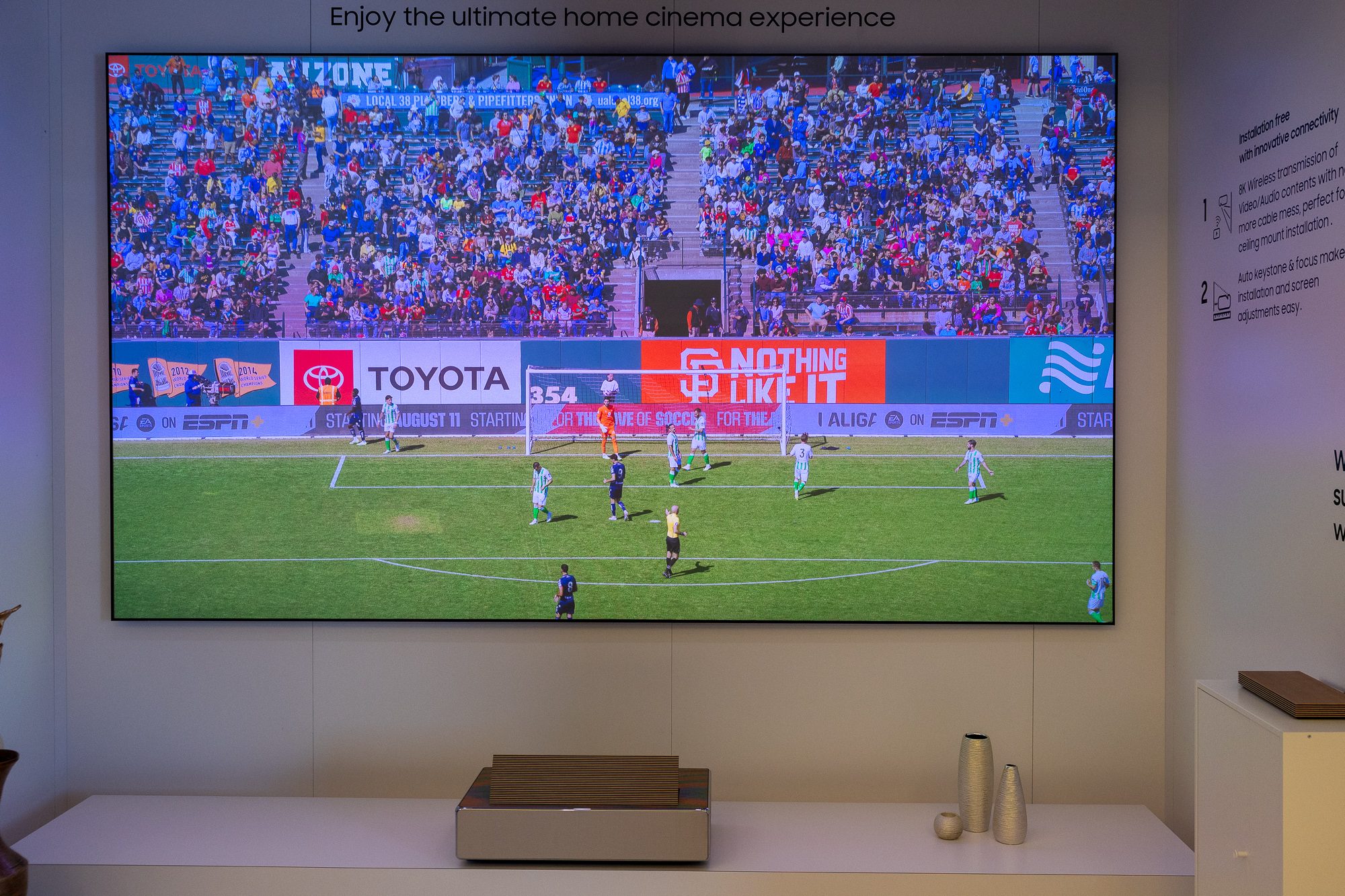 The Samsung Premiere 8K projector on display at CES 2024.