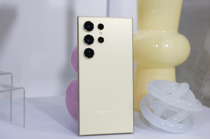 The back of the yellow Samsung Galaxy S24 Ultra.