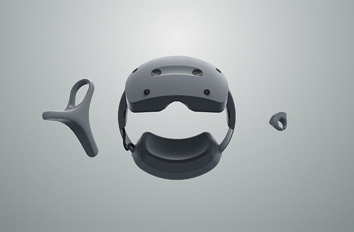 A rendering of the Sony XR headset and controller.