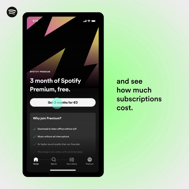 A slide from Spotify showing in-app purchases.
