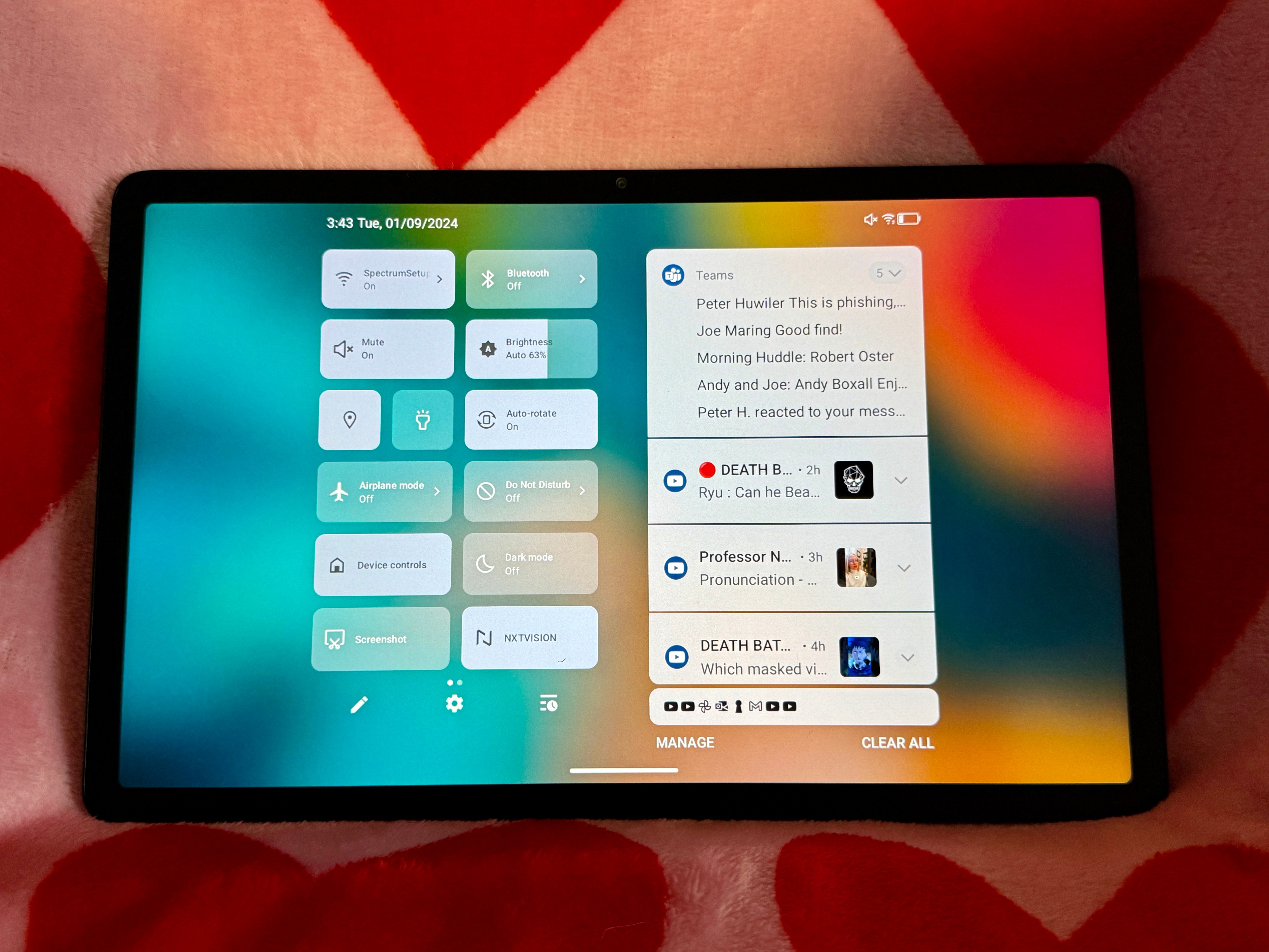 TCL NXTPAPER 11 showing notification panel.