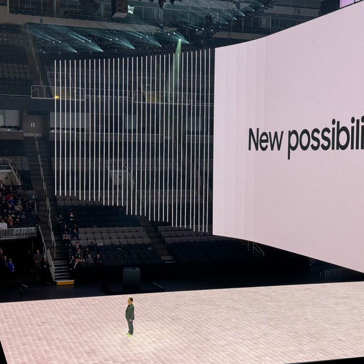 Head of Samsung Mobile, TM Roh, on stage at Samsung Galaxy Unpacked in January 2024.