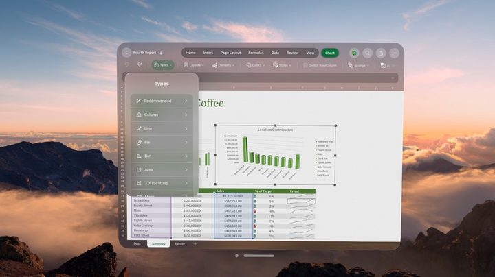 Microsoft's PowerPoint on the Vision Pro.