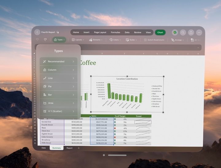 Microsoft's PowerPoint on the Vision Pro.