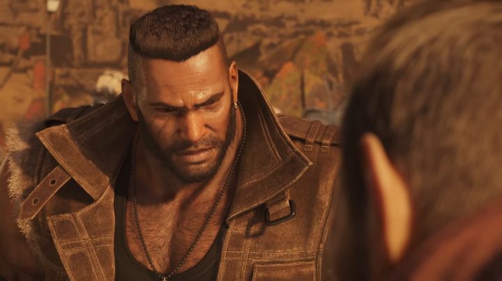 Barret talking to Dyne in Final Fantasy 7 Rebirth.