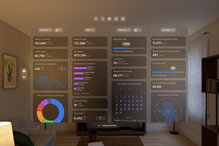 The Numerics app offers business data widgets on the Vision Pro.