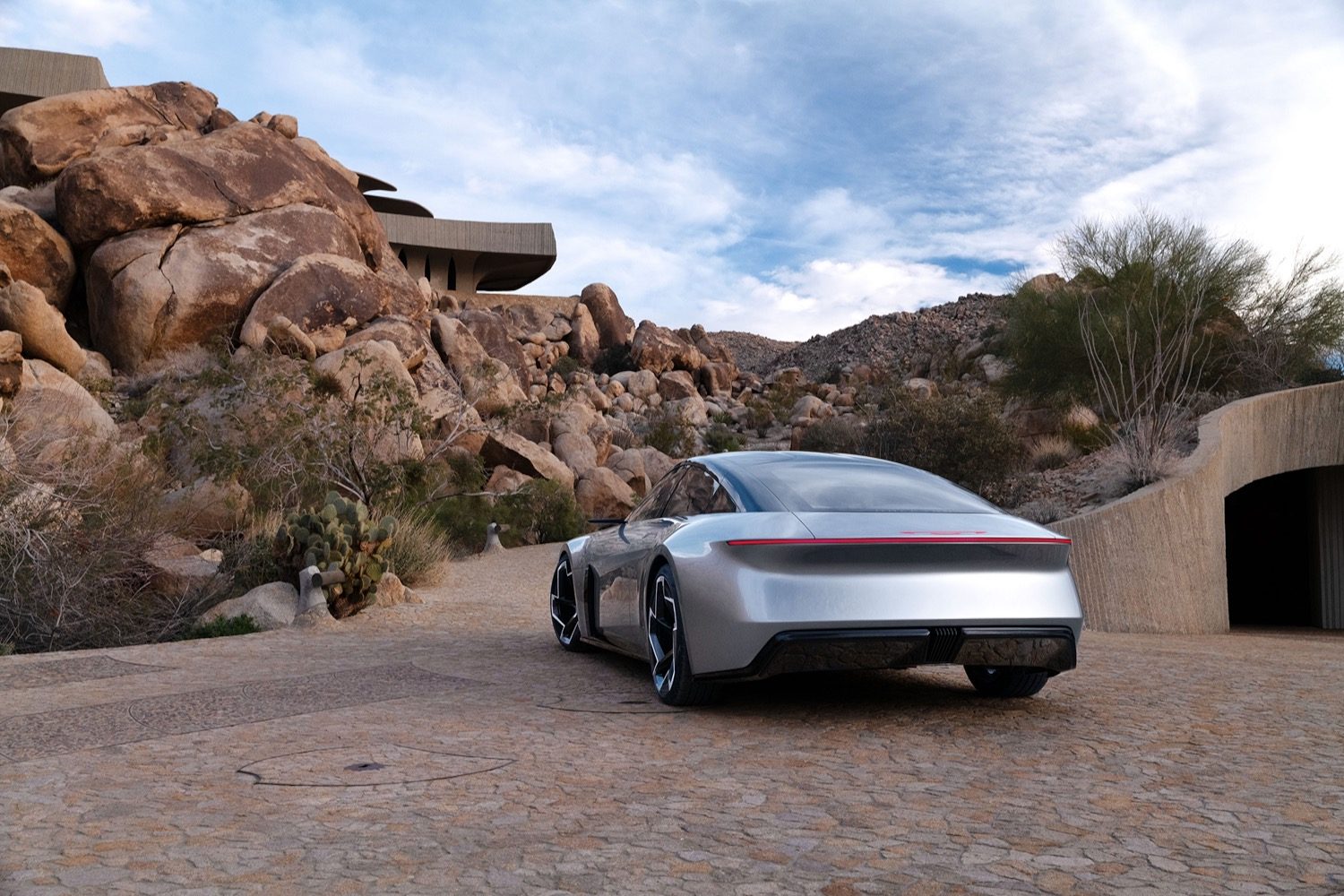 Rear three quarter view of the Chrysler Halcyon concept.