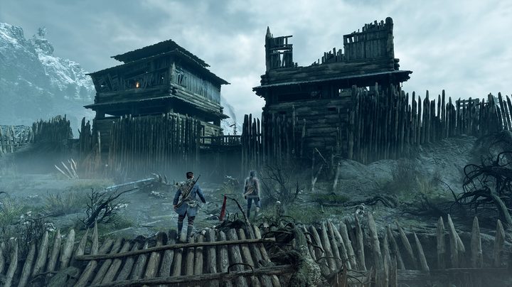 Red and Antea exploring areas in Banishers: Ghosts of New Eden.