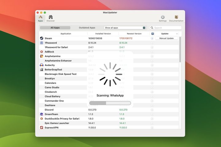 The MacUpdater app running in macOS Sonoma.