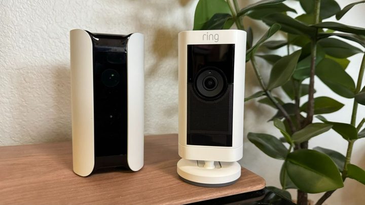 The Canary Pro next to the Ring Stick Up Cam pro