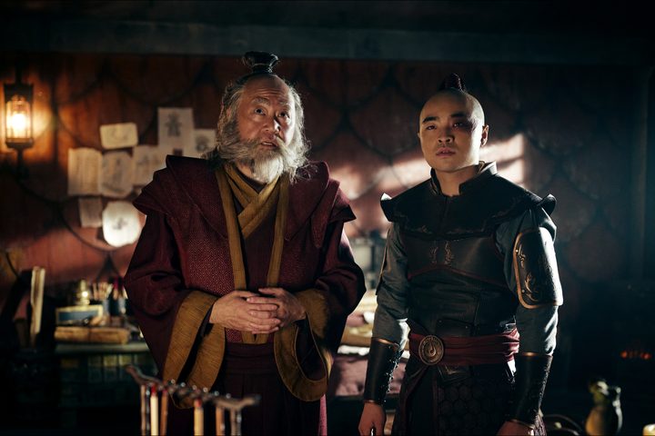 Iroh and Zuko stand together in Avatar: The Last Airbender.