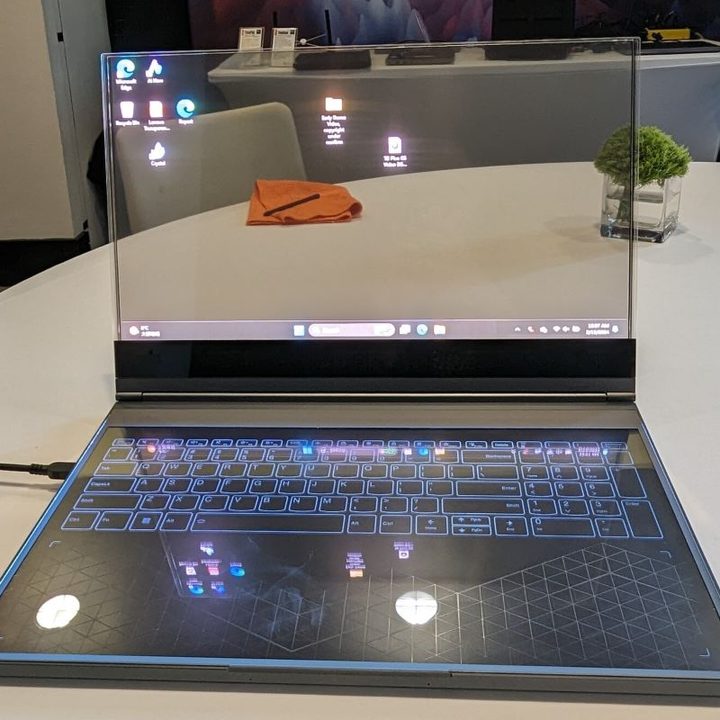 Thinkbook Project Crystal proof-of-concept transparent laptop.