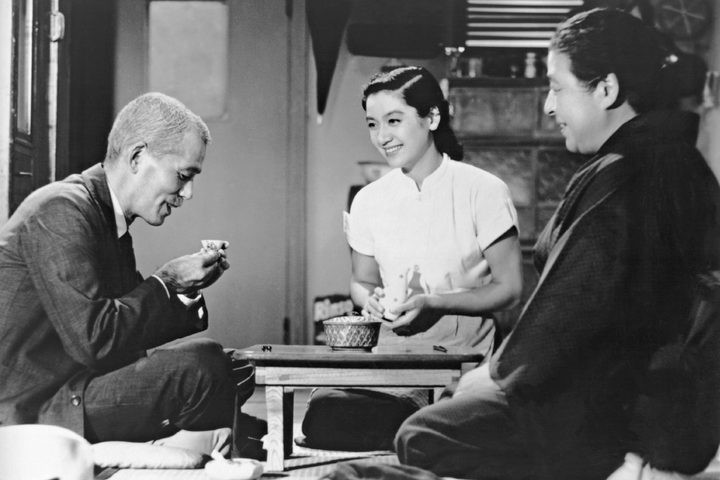 Setsuko Hara, Chieko Higashiyama, and Chishû Ryû sitting in a room in Tokyo Story (1953).