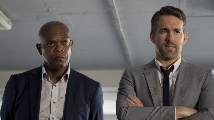 Samuel L. Jackson and Ryan Reynolds in The Hitman's Bodyguard.