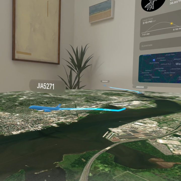 Voyager on Vision Pro lets you see airports in 3D in real-time.