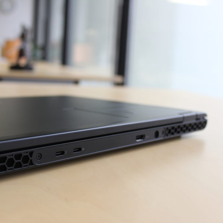 The ports on the back of the Alienware m16 R2.