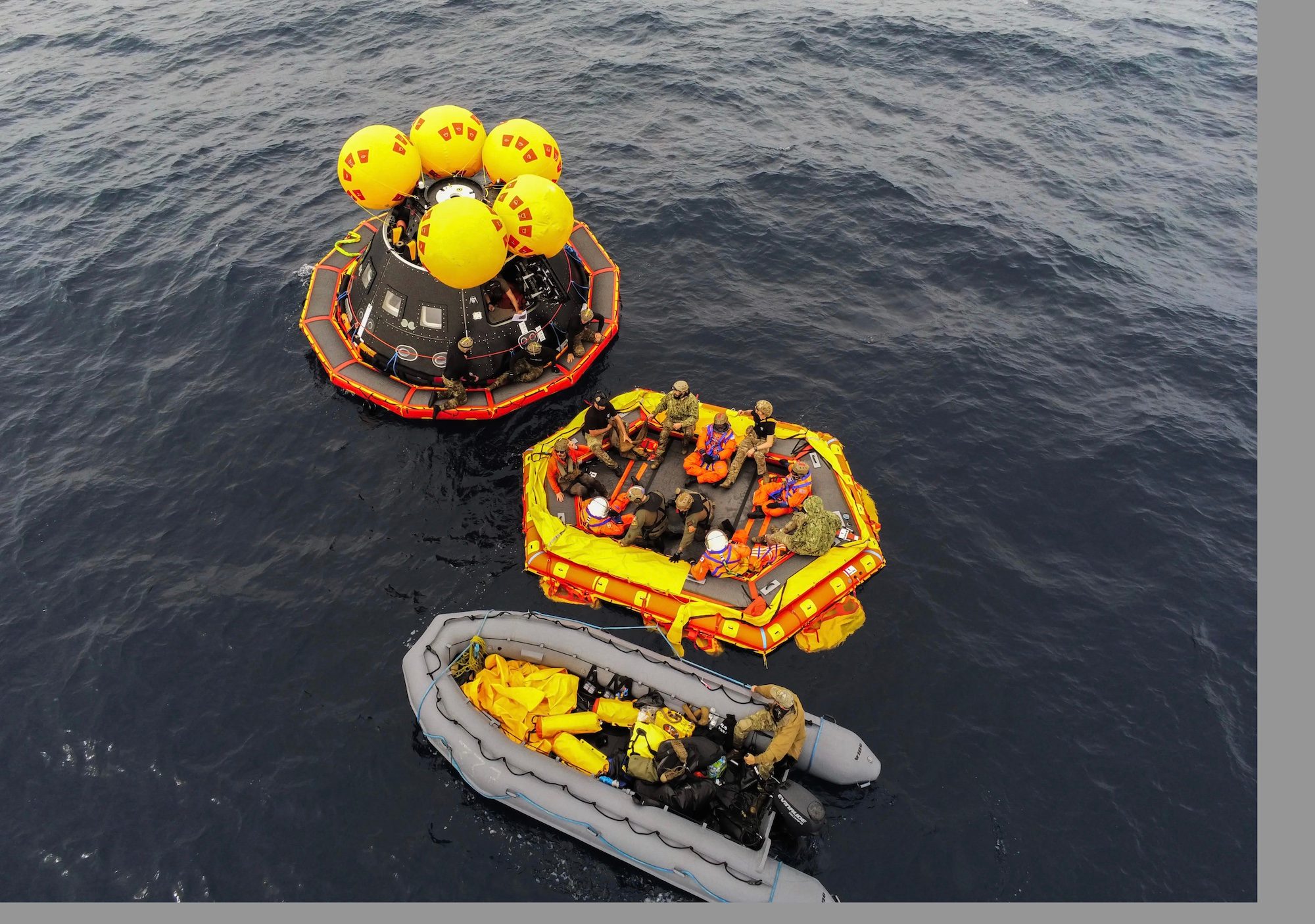 NASA's Artemis II crew rehearsing the splashdown for its upcoming mission.