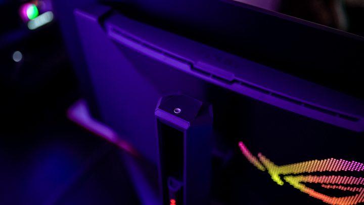 The tripod mount on the PG32UCDM.