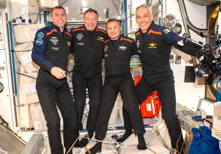 The Axiom-3 crew aboard the ISS.