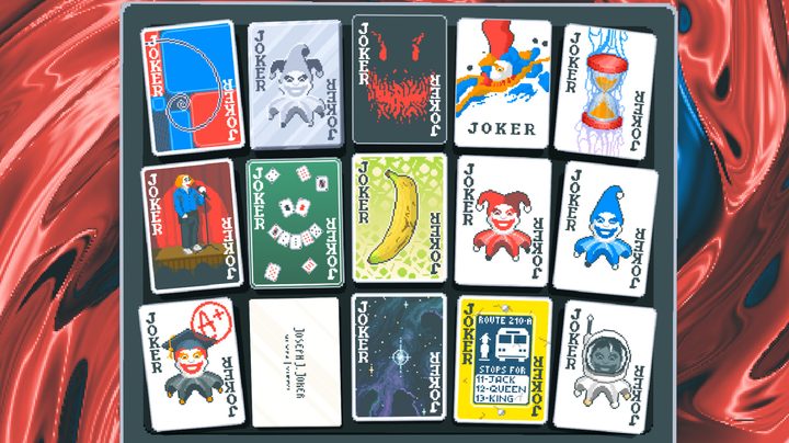 A list of Jokers stacked together from Balatro.