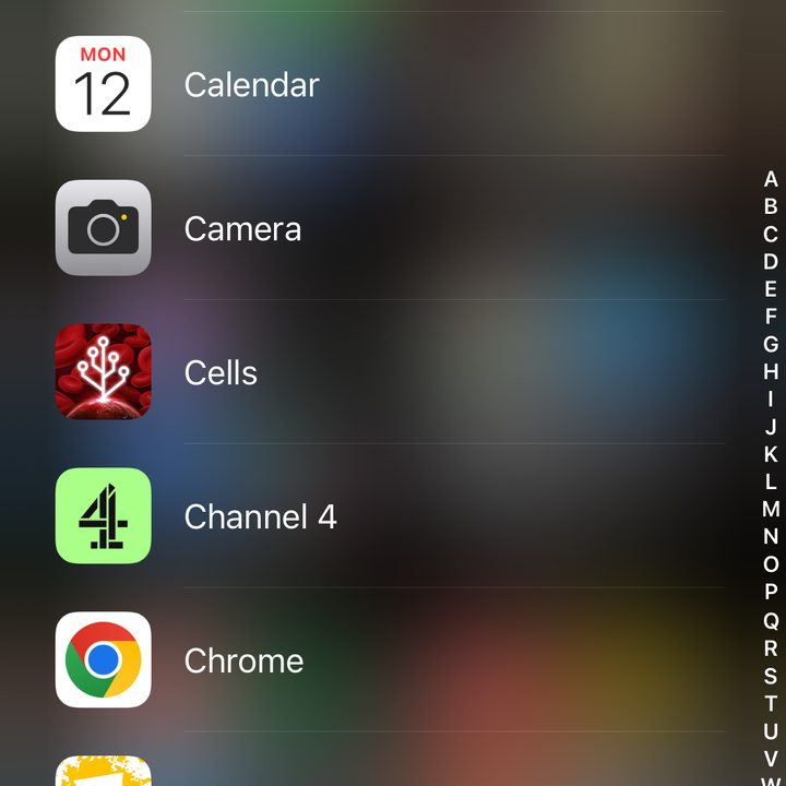 App Library on iOS.