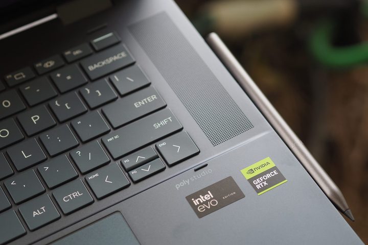 HP Spectre x360 16 2024 top down view showing speaker.