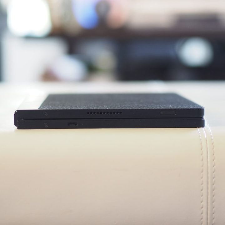 Lenovo ThinkPad X1 Fold 2023 left side view showing ports.