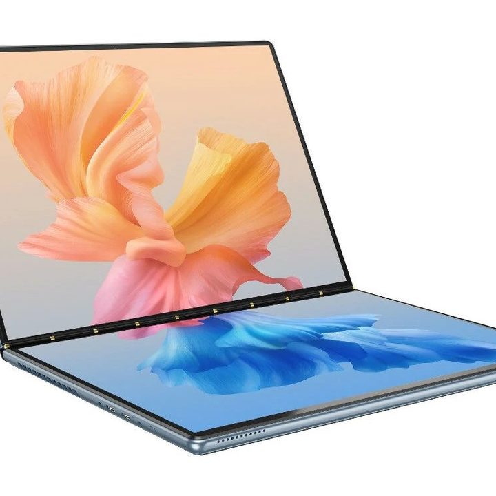 A press rendering of the Nbook Air with its two screens.