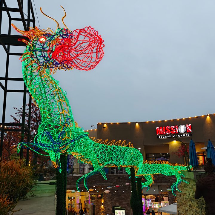 Lunar New Year dragon light display lowlight taken on OnePlus 12 main camera.
