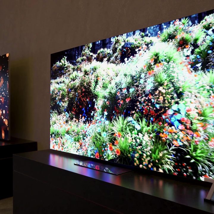 Vibrant flora shown on a Samsung 76-inch MicroLED TV.
