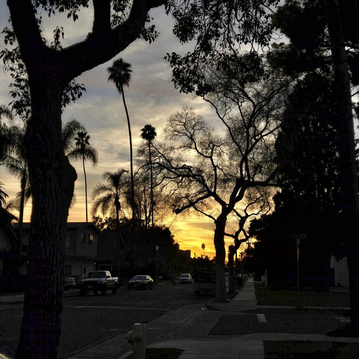 Sunset view from street with remastered edit suggestion from Samsung Galaxy S24.