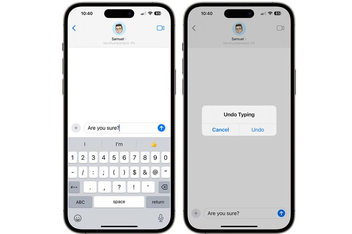 screenshot showing what happens when you shake your iPhone in the Messages app.